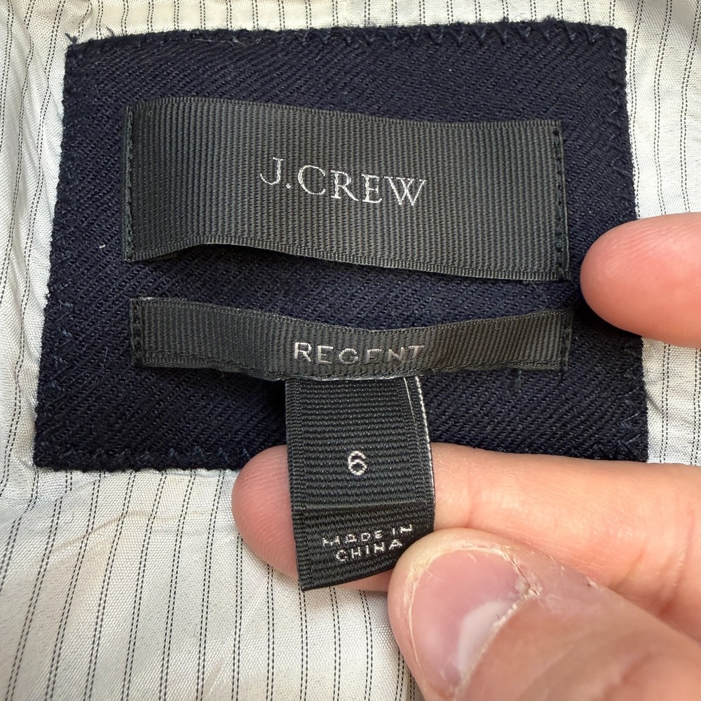 J Crew Regent Blazer Jacket Womens 6 Navy Blue Wool One Button Career Academia - Picture 7 of 14